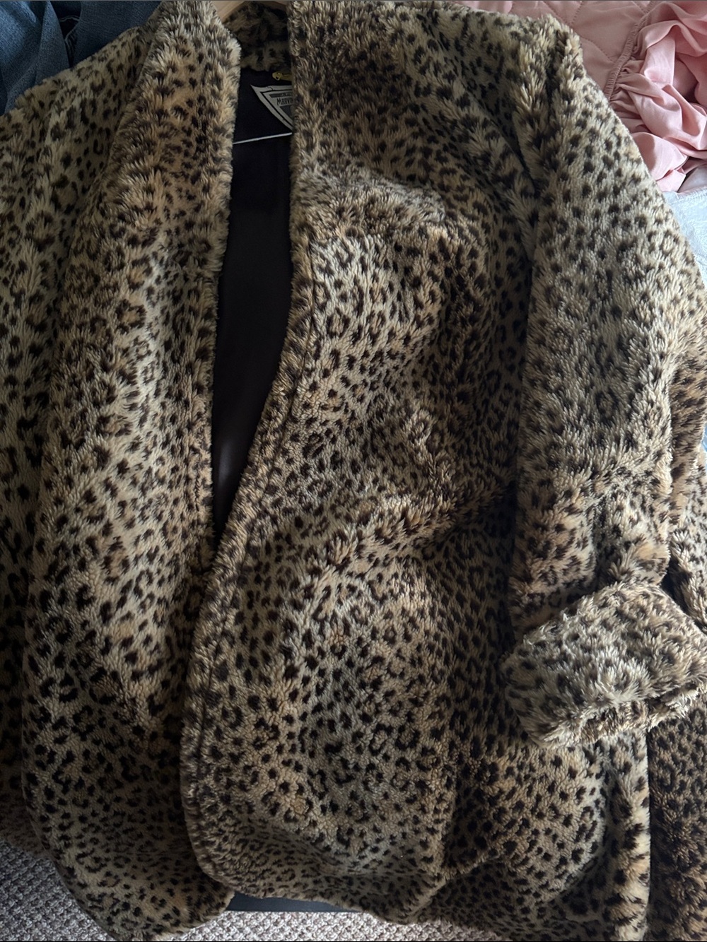 Marvin Richards Leopard Print Teddy Jacket in Tan and Black